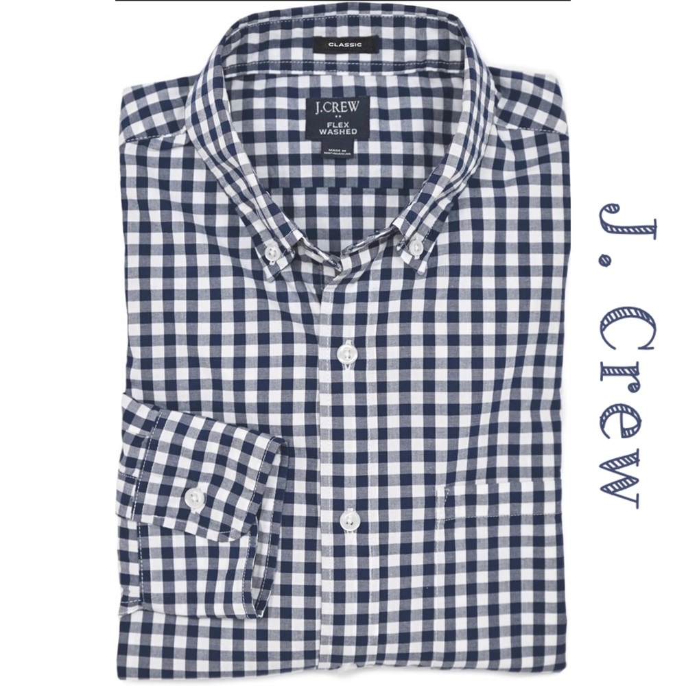 J. Crew Size L Men's Brushed Twill Plaid Classic Fit Buttondown Shirt Cotton EUC